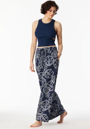 Hose lang Statement-Druck blau-weiß - SCHIESSER 150 Years 38