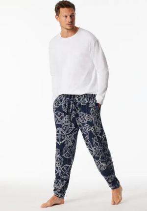 Hose lang Statement-Druck blau-weiß - SCHIESSER 150 Years 56