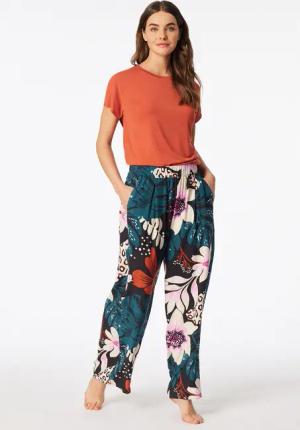Hose lang Viskose-Webware Blumen multicolor Mix+Relax 46