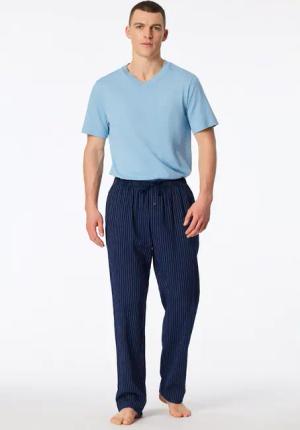 Hose lang Webware Seersucker navy gestreift - Mix+Relax 48