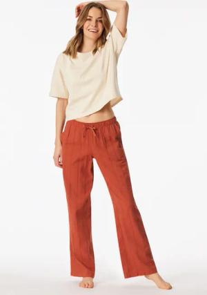 Hose lang Webware Seersucker terracotta - Mix+Relax 34