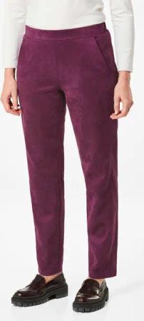 Hose LOUISA in Veloursleder-Optik - beere - Gr. 52 von Goldner Fashion