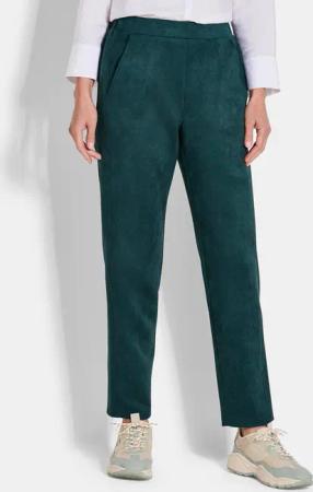 Hose LOUISA in Veloursleder-Optik - dunkelgrün - Gr. 22 von Goldner Fashion