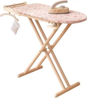 howa Kinder-Bügelbrett miniflowers, Spielzeug Bügelbrett Holz klappbar, höhenverstellbar, mit Bügeleisen