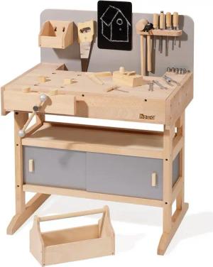 howa Spielwerkbank, Kinderwerkbank aus Holz mit Werkzeugkiste und 32 tlg. Werkzeugset