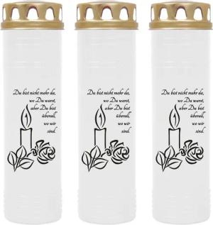 HS Candle Grabkerze 170h Brenndauer (3-tlg), H26cm x Ø7cm, wind- & wetterfest, sofort einsatzfähig