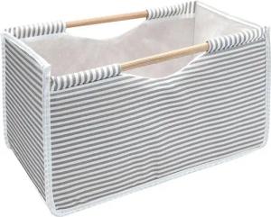 HTI-Living Aufbewahrungsbox Faltbox Textil Blau-Weiß mit Holzgriffen (1 St., 1 Faltbox), Faltbox Aufbewahrungskiste Stoffkiste