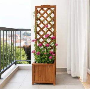 HTI-Living Pflanzkübel Pflanzkasten mit Rankgitter aus Holz (Stück, 1 St., 1x Pflanzkübel mit Rankgitter), Blumenkasten mit Spalier Holz