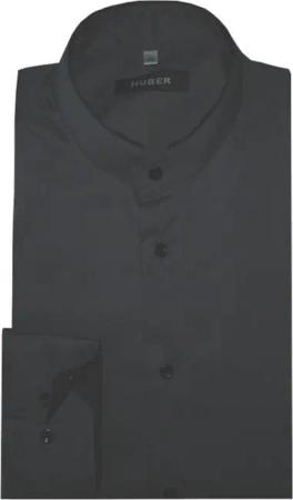 Huber Hemden Langarmhemd HU-0077 Stehkragen, Kragenkontrast, Regular Fit-gerader Schnitt, Made in EU