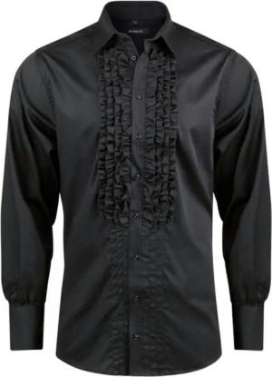 Huber Hemden Langarmhemd HU-0091 Rüschen im Vorderteil, Regular / Comfort Fit-bequeme weite Form