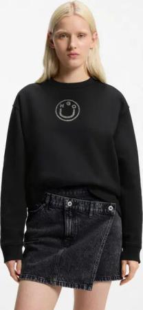 HUGO Blue Sweatshirt Classic Crew Relaxed Fit, mit Strass-Steinen