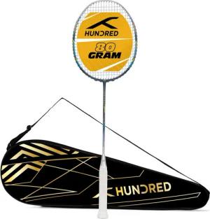 hundred Badmintonschläger N-ERGY 80 Carbonfaser-Badmintonschläger mit Bespannung, (1 x Badmintonschläger mit Hülle, Für Fortgeschrittene, 80g Gewicht, Besaitung bis 32 lbs), Leichtgewicht