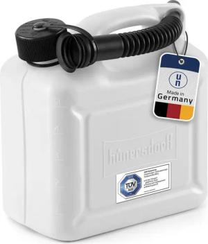 hünersdorff Benzinkanister Kraftstoffkanister 5L Benzinkanister, Dieselkanister, weiß (Kraftstoffkanister, Kunststoffkanister 5 Liter Benzinkanister, Dieselkanister weiß)