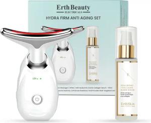 Hydra Firm Anti-Aging Set (ALTER-DEFINIERENDER GESICHTS- UND HALSMASSAGER - weiß mit HA-Serum)