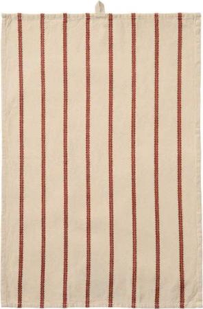 Ib Laursen Geschirrtuch IB Laursen Geschirrtuch REBECCA Natur Gewebtes Streifen Muster in Rot