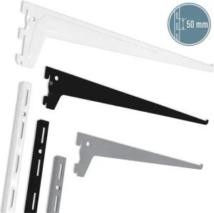 ib style Wandregal 2er Set Regalbodenträger Regalträger 1-reihig 25cm weiß, Regalschienen - Regalbodenträger - Raster 50mm