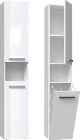 ibonto Hochschrank Badezimmerschrank mit Korb & flexibler Türöffnung - Platzsparend