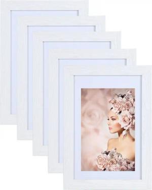 IDEAL TREND Bilderrahmen 5er Pack Holz Bilderrahmen Foto Plexi Rahmen Acryl Collage Wanddeko Po, für 5 Bilder (5 St), Natürliche Holzmaserung sichtbar, leichte Farbabweichungen möglich