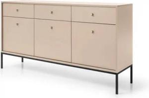 Beautysofa Kommode Monica II (dreitürig Schubkastenkommode für Wohnzimmer), im modernes Stil, goldene Metallgriffe