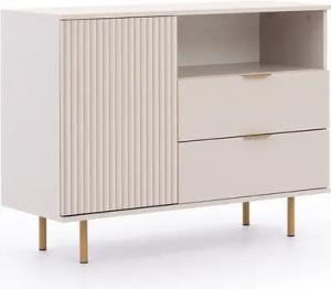 Lomadox Kommode NADOR-132, 107cm breit, Kaschmir, goldfarbene Metallgriffe und -füße