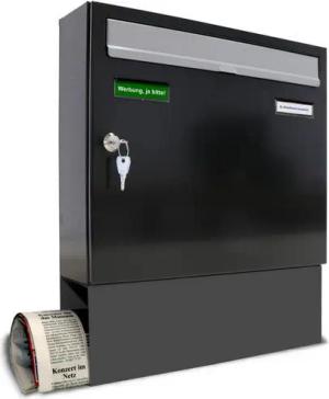 AL Briefkastensysteme Wandbriefkasten 1 Fach Premium Briefkasten A4 in RAL 7016 Anthrazit Grau wetterfest