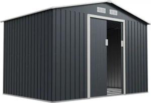 Juskys Gartenhaus XL, mit Satteldach, Schiebetür, Fundamentrahmen, 9 m³