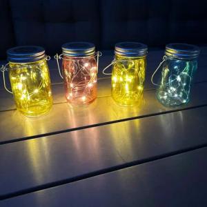 Online-Fuchs LED Solarleuchte 4 LED Solarlampen, Einmachglas - Windlicht Solarleuchten Tischlampen, Tageslichtweiß, Tischleuchten