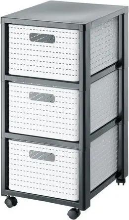 ROTHO Aufbewahrungsbox Country Rollcontainer mit 3 Schubladen in Rattan-Optik