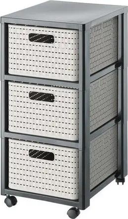 ROTHO Aufbewahrungsbox Country Rollcontainer mit 3 Schubladen in Rattan-Optik