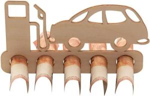 Spruchreif® Spardose Geschenk zum Führerschein oder zum neuen Auto aus Holz · Tankgutschein