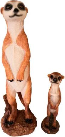 Online-Fuchs Gartenfigur Erdmännchen Deko Figuren im Set für den Garten - Wetterfest, Gartenfiguren aus Kunstharz für den Außenbereich
