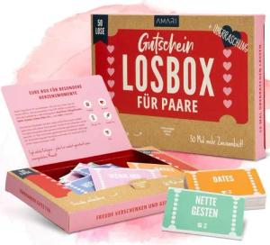 Amari Geschenkbox AMARI ® Gutscheinbox für Paare - 50 Gutschein Lose Verwöhnmomente