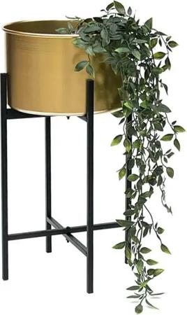 DanDiBo Blumenhocker mit Topf Gold Metall Schwarz 50 cm Blumenständer Modern