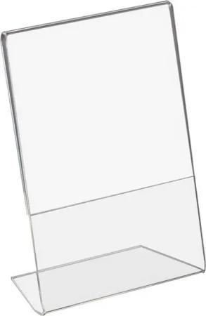 HMF Bilderrahmen 4695 Acryl Tischaufsteller schräg, L-Ständer, für 1 Bilder, DIN A6 Hoch- und Querformat, Glasklar