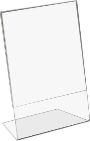 HMF Bilderrahmen 4695 Acryl Tischaufsteller schräg, L-Ständer, für 1 Bilder, DIN A5 Hoch- und Querformat, Glasklar