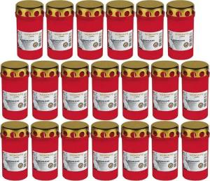 Gut & Günstig Grabkerze 20 Stück Grabkerze Dauerbrenner mit Deckel rot