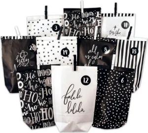 PAPIERDRACHEN befüllbarer Adventskalender Adventskalender mit bedruckten Tüten, Adventskalender zum selber befüllen