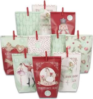 PAPIERDRACHEN befüllbarer Adventskalender Adventskalender mit bedruckten Tüten, Adventskalender zum selber befüllen
