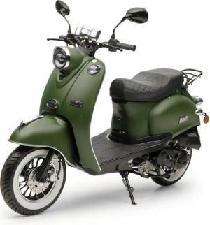 Burnout Motorroller MiniMe 2.0 Mattgrün, 50 ccm, 45 km/h, Euro 5, Unverwechselbares Retro Design, Moped