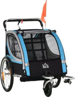 HOMCOM Fahrradkinderanhänger Kinderanhänger Kinderwagen, 5-Punkt-Sicherheitsgurt, Universalkupplung