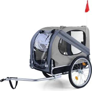RAMROXX Fahrradhundeanhänger Hundeanhänger klappbar für Haustiere bis 40Kg Grau