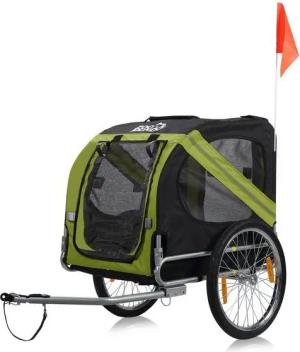 zoomundo Fahrradhundeanhänger Hundeanhänger Fahrradanhänger für Hunde - Grün/Schwarz - Silver Frame