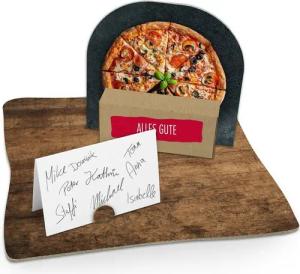 itenga Grußkarten itenga Geldgeschenkverpackung Pizza Holz (Motiv 105) mit Bodenplatte