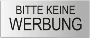 OFFORM DESIGN Hinweisschild Bitte keine Werbung Schild Briefkastenschild 60x25 mm Aluminium