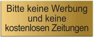 OFFORM DESIGN Hinweisschild Bitte keine Werbung und keine kostenlosen Zeitungen