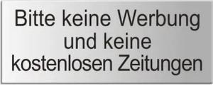 OFFORM DESIGN Hinweisschild Bitte keine Werbung und keine kostenlosen Zeitungen