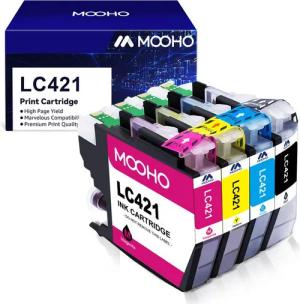 MOOHO Multipacks Druckerpatrone kompatible für Brother LC421 LC 421XL Tintenpatrone (DCP-J 1050 DW DCP-J 1140 DW DCP-J 1800 DW MFC-J 1010 DW)