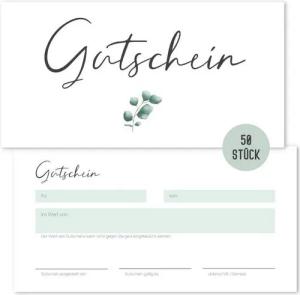Things of Happiness Geschäftspapier 50 Blanko Gutscheine zum Ausfüllen, Gutscheinkarten, Geschenkgutschein für Nagelstudio, Friseur, Massage, Kosmetik