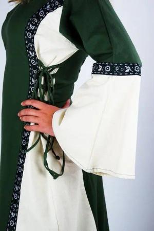 Leonardo Carbone Ritter-Kostüm Mittelalterliches Kleid mit Bordüre "Sophie" - Natur/Grün