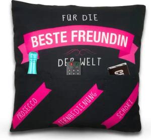 Bada Bing Dekokissen Kissen mit Taschen zum befüllen Beste Freundin-Kissen Geschenkidee, Kissen mit 3 Taschen zum befüllen